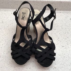 Size 12 Women’s Brash Black Strappy Wedges